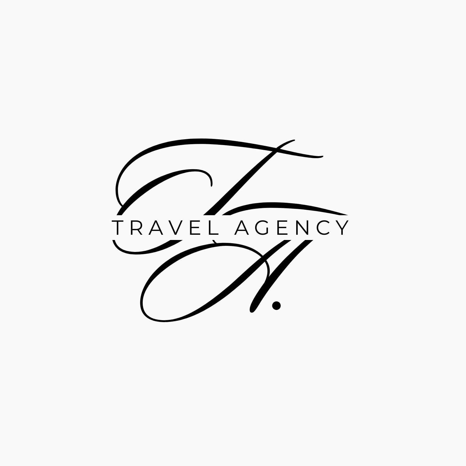 White Black Minimalist Aesthetic Travel Agency Monogram Typography Logo