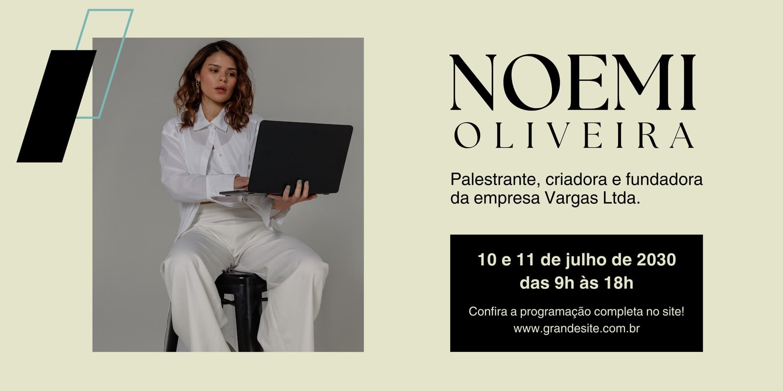 Banner horizontal divulgação de evento corporativo minimalista sofisticado bege