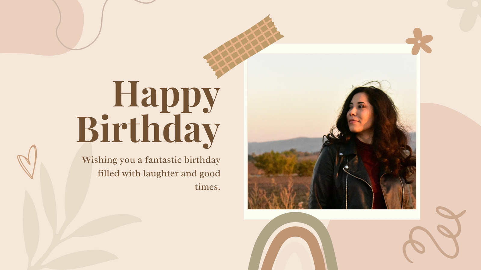 Beige Brown Aesthetic Happy Birthday Group Greeting Card