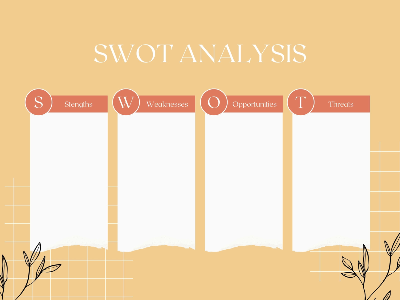 Orange Minimalist Business SWOT Analysis Graph Template