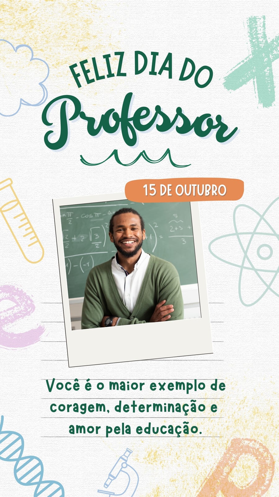 Feliz dia do professor foto ilustração colorido instagram story