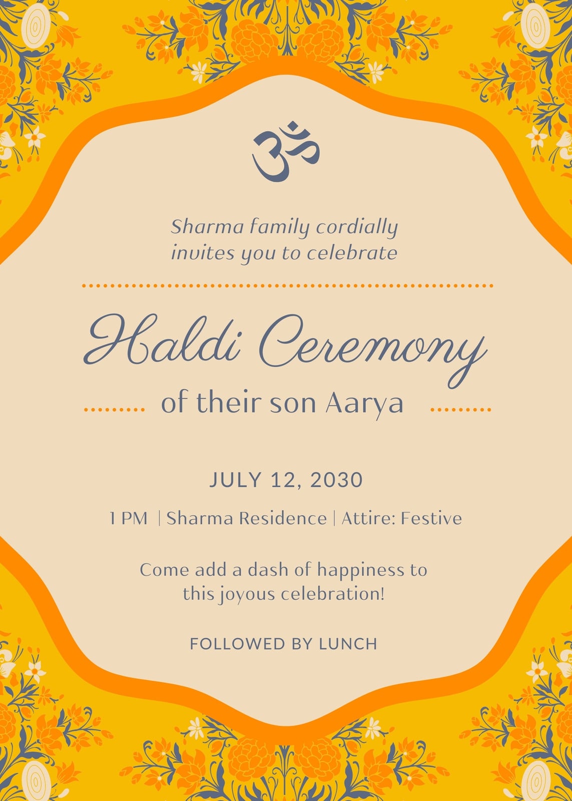 Haldi Hindu Wedding Invitation in Red Orange Yellow Ornamental Style Haldi Hindu Wedding Invitation in Red Orange Yellow Ornamental Style