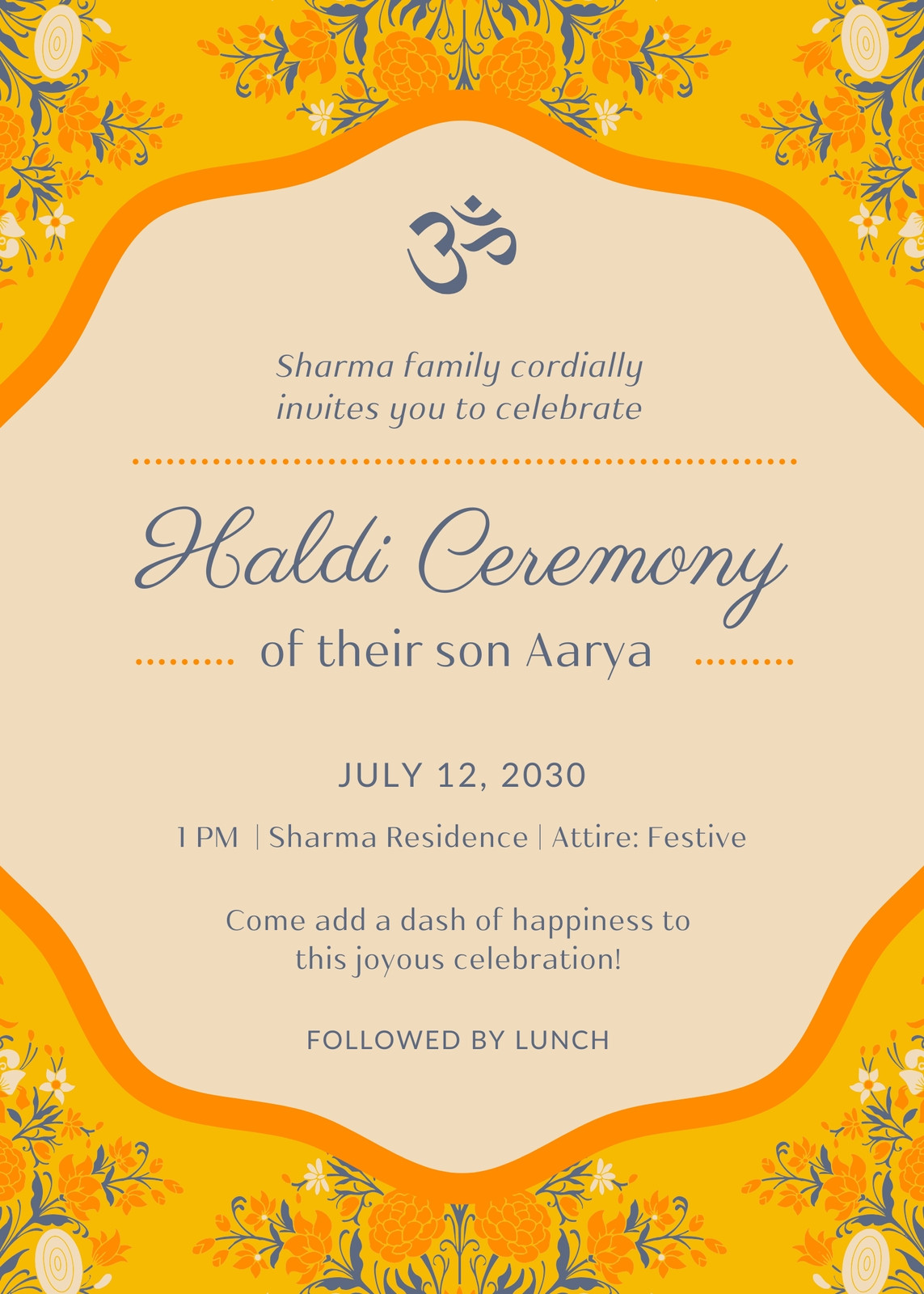 Haldi Hindu Wedding Invitation in Red Orange Yellow Ornamental Style Haldi Hindu Wedding Invitation in Red Orange Yellow Ornamental Style