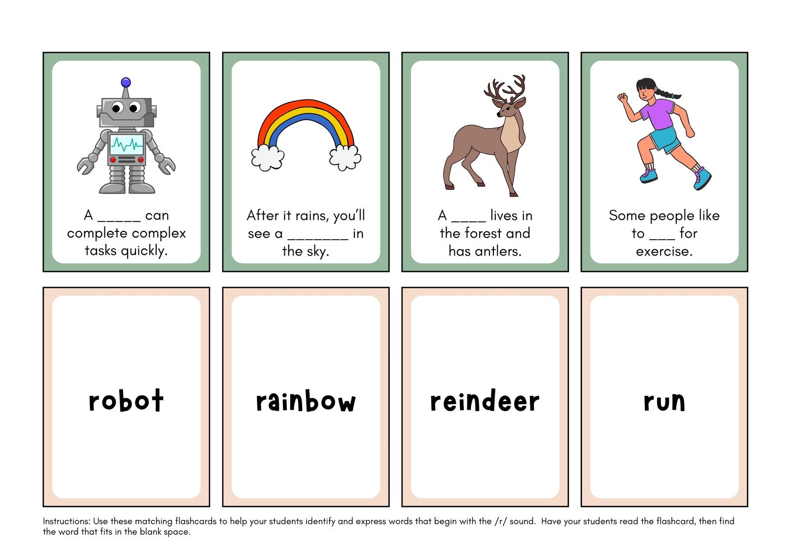 Prevocalic /r/ Question Flashcards for Speech Therapy in a Colorful Illustrated Style
