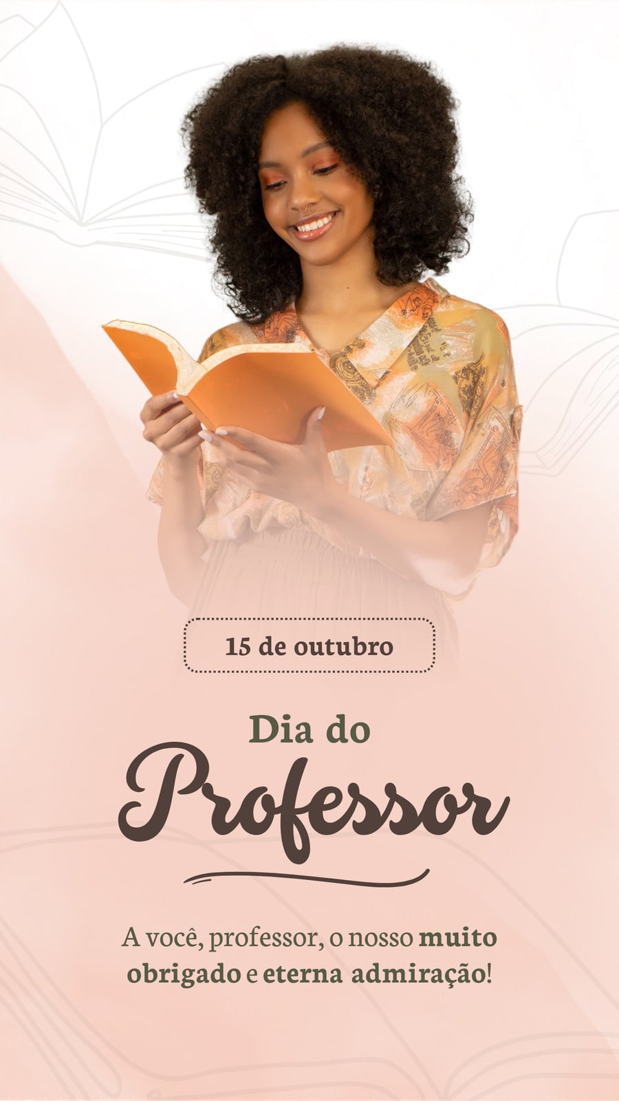 Story instagram feliz dia do professor minimalista marrom e verde