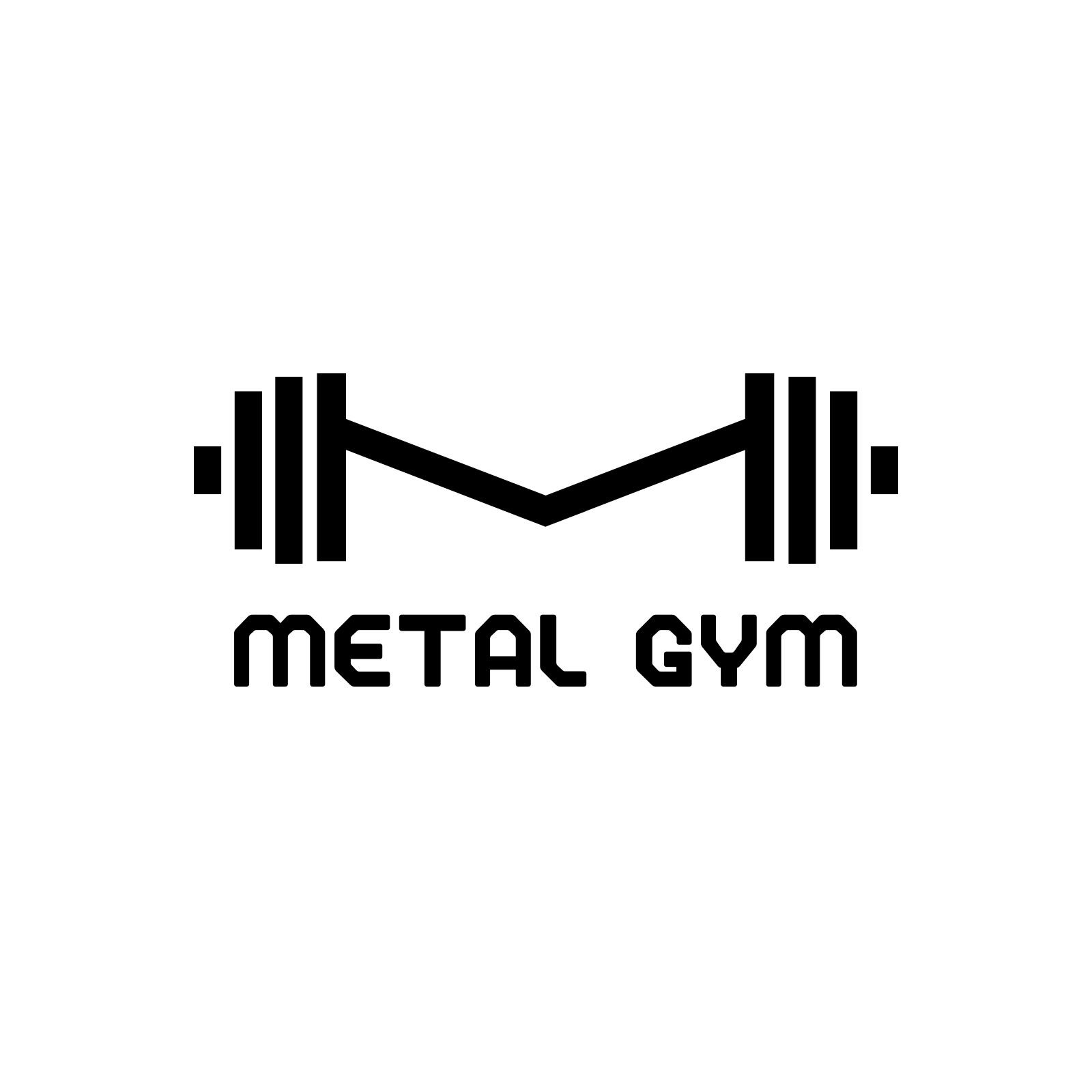 Logotipo Gym Deportivo Minimalista Tipográfico Negro Blanco