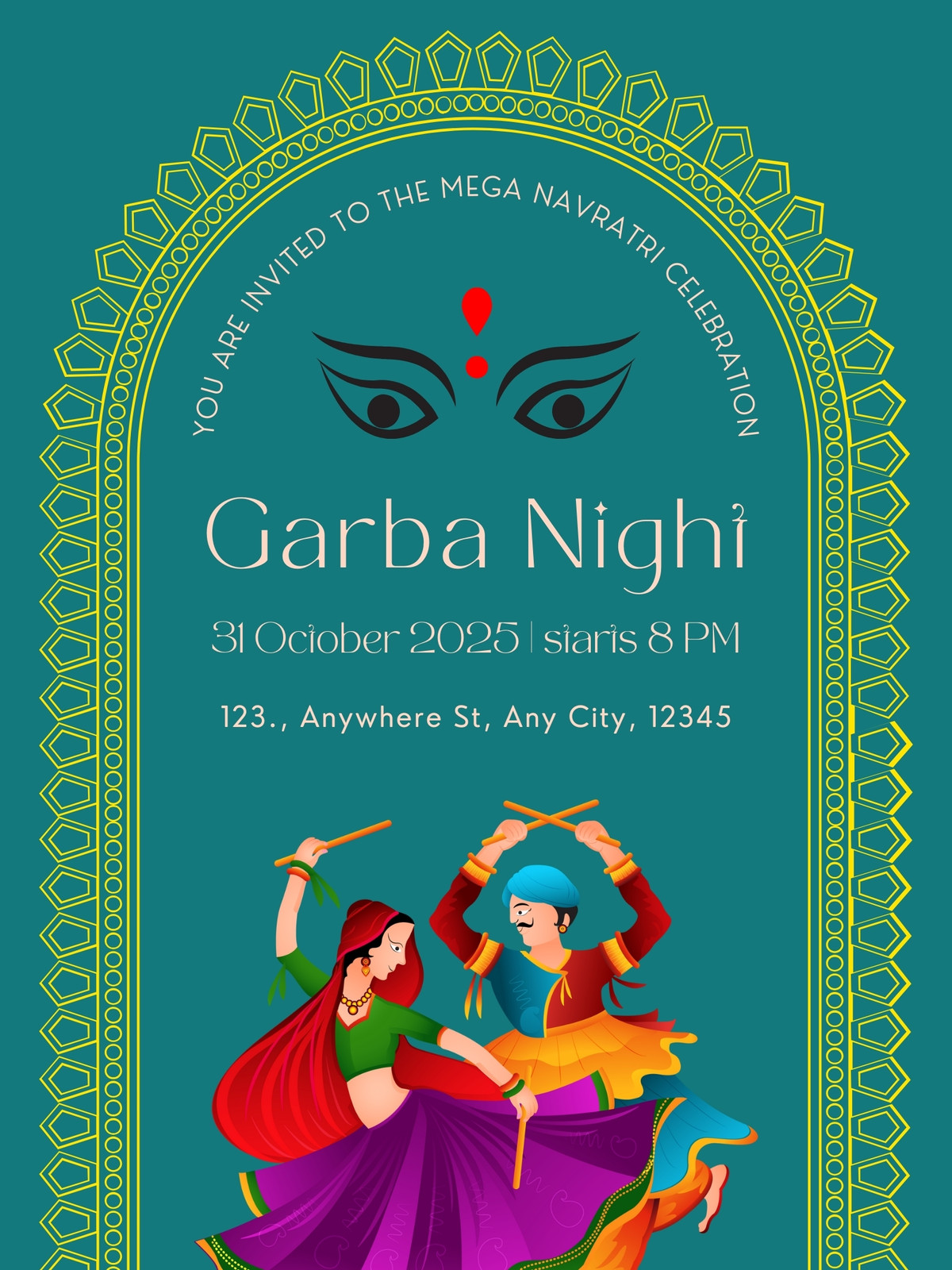 Green and Yellow Traditional Navratri Celebration Poster Green and Yellow Traditional Navratri Celebration Poster