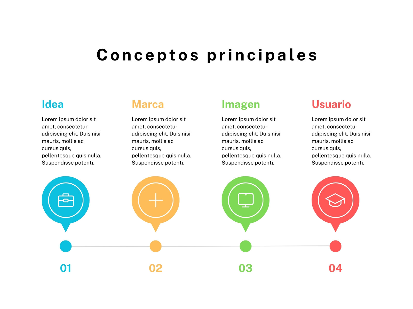 Gráfico Conceptos principales iconos Profesional Multicolor