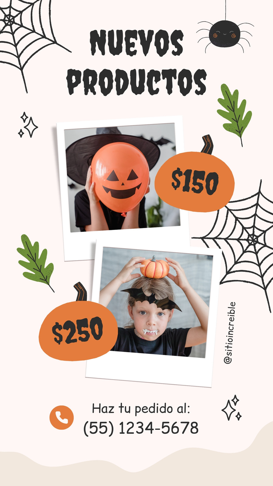 Historia de Instagram Productos de Halloween Ilustrado Beige y Naranja