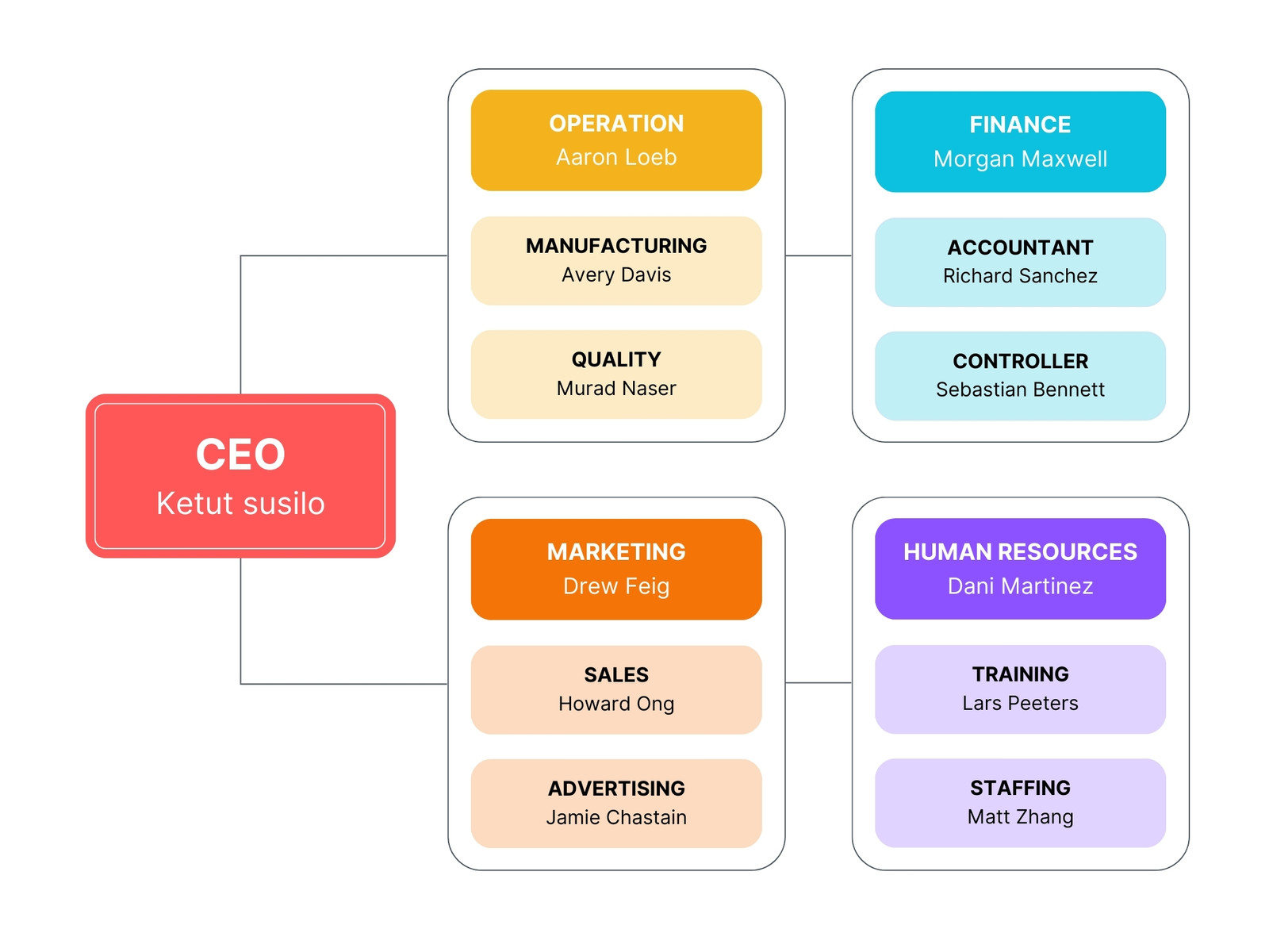Colorful Modern Professional Organization Chart