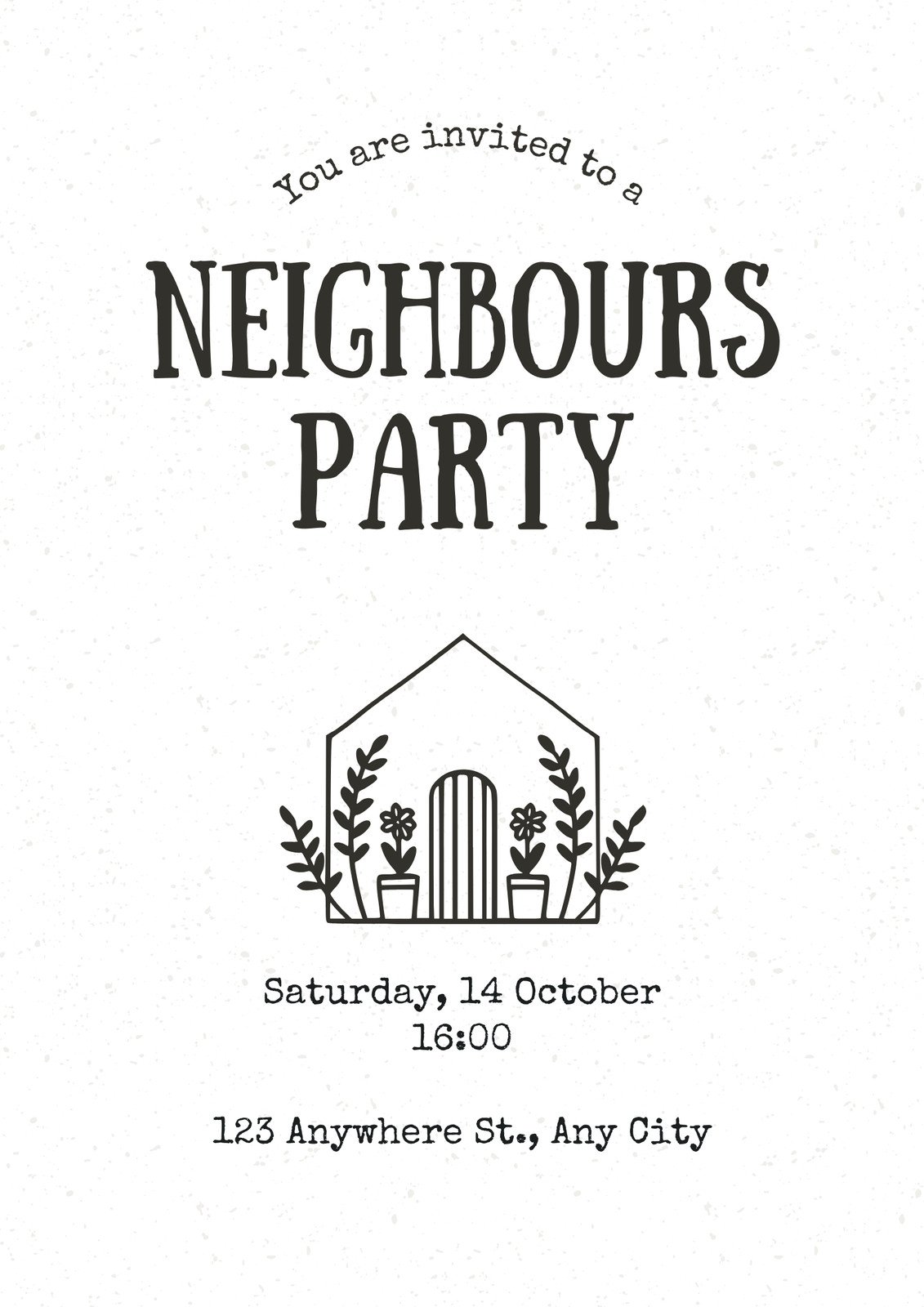 Black and White Simple Vintage Block Party Flyer
