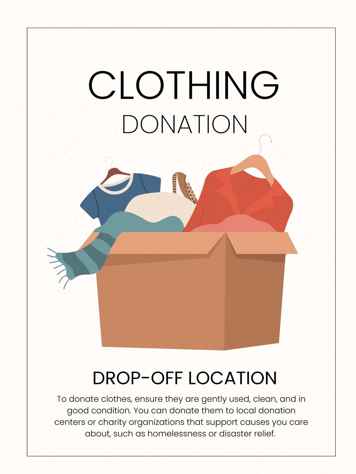 Brown White Illustrated Clothing Donation Poster