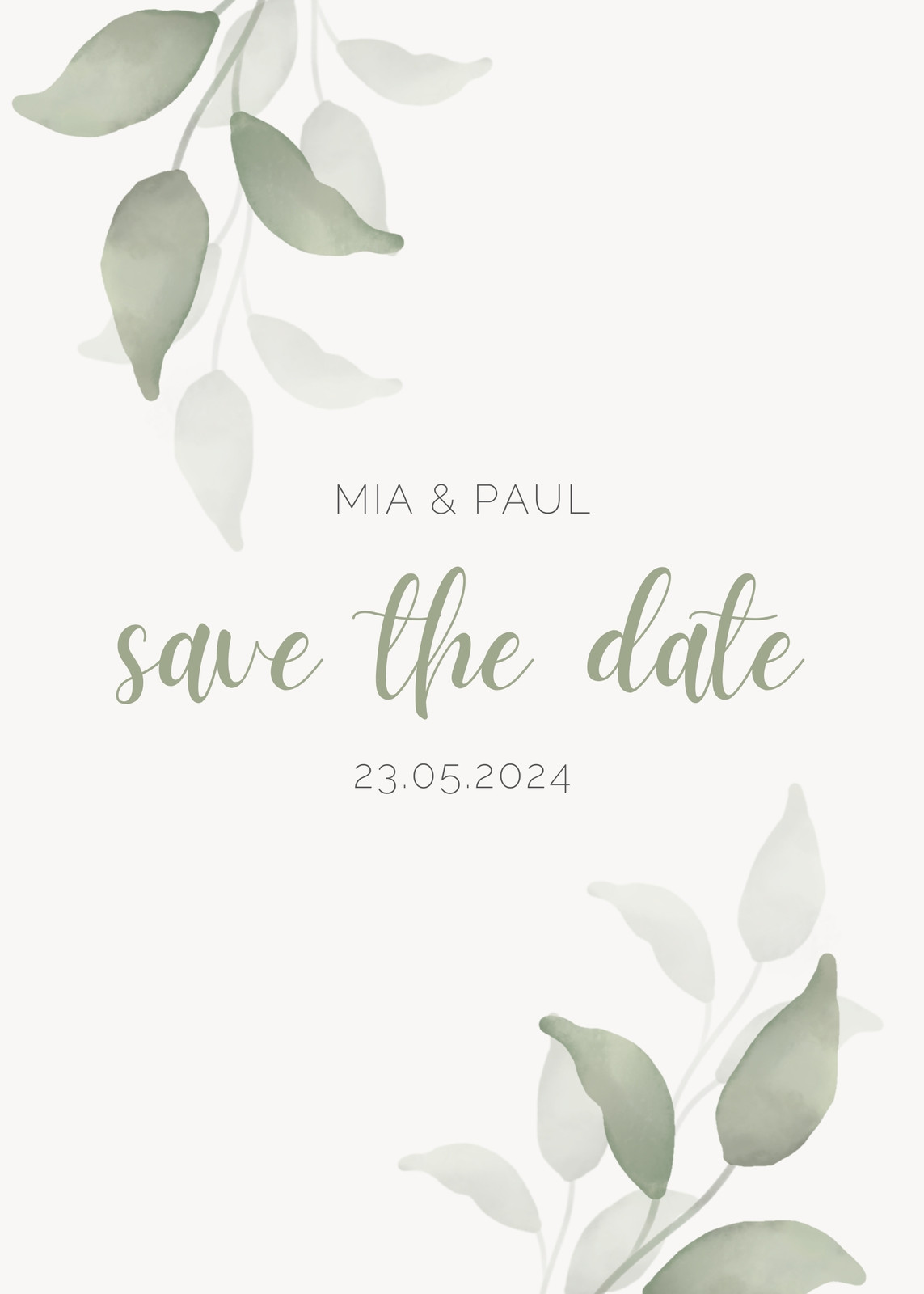 Hellgrün Beige Floral Elegant Save The Date Hochzeit Einladung Hellgrün Beige Floral Elegant Save The Date Hochzeit Einladung