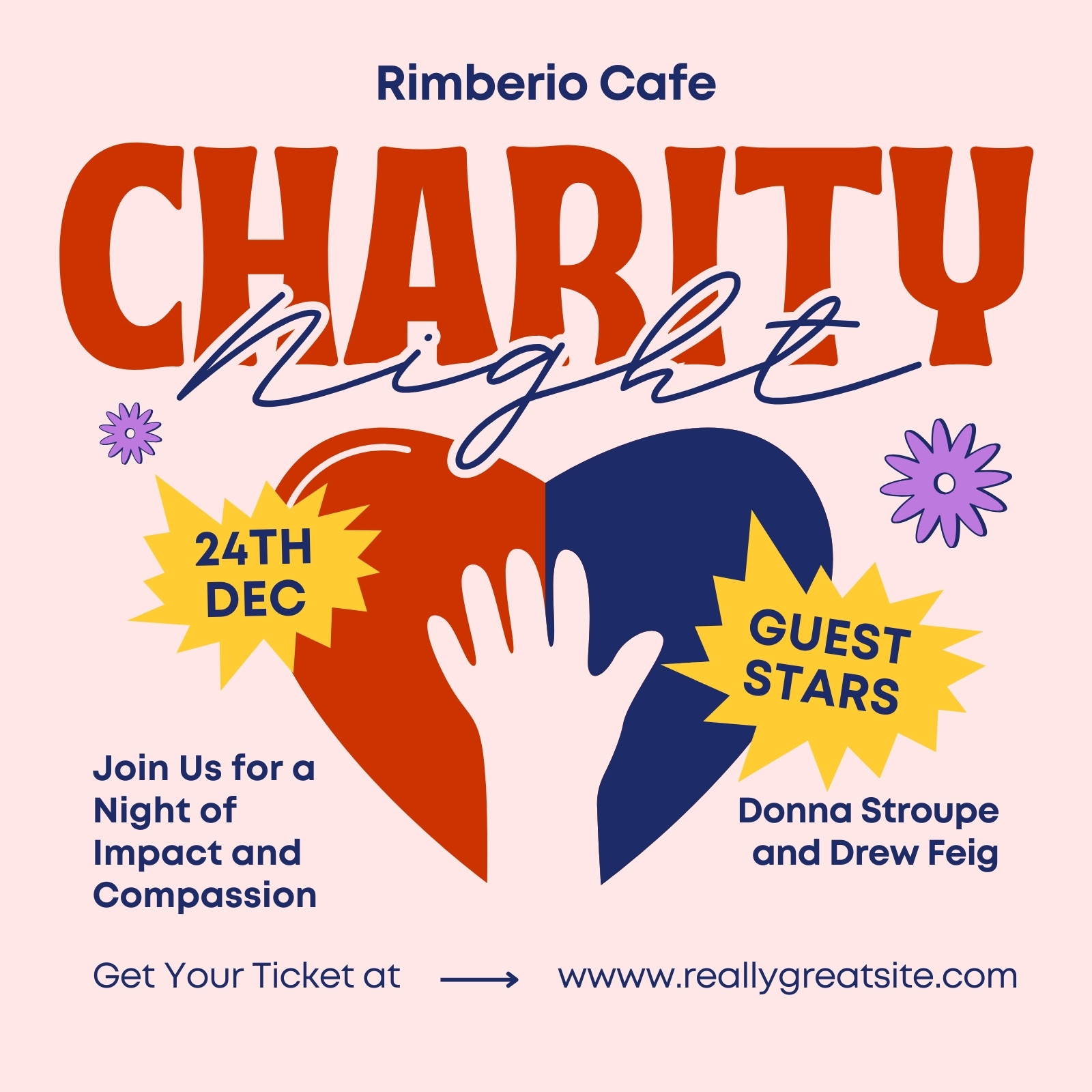 Soft Pink and Maroon Illustrated Charity Night Instagram Post