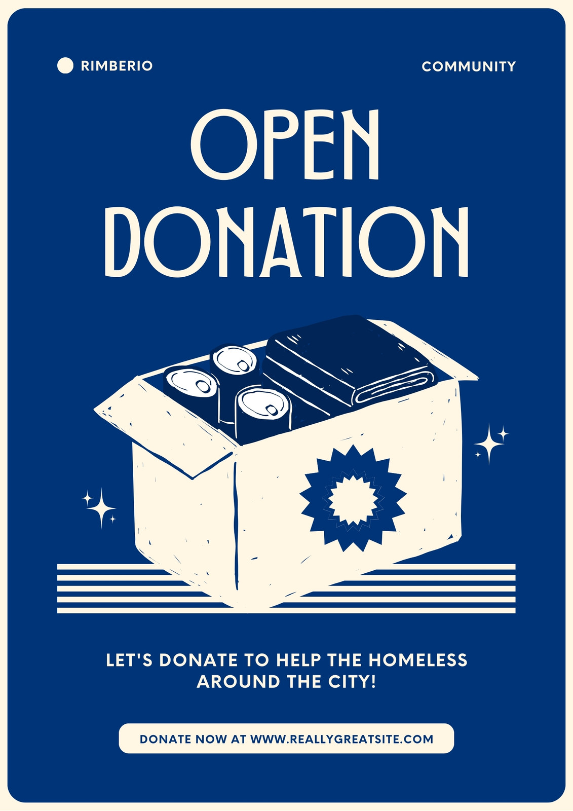 Blue Cream Illustrated Open Donation Poster