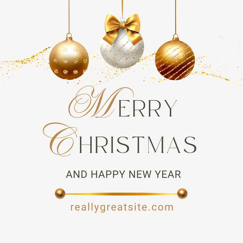 Elegant Minimalist Greeting Christmas Circle Sticker Canva template, white and gold