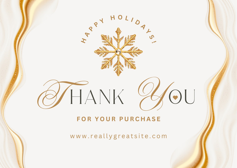 Elegant Delicate Christmas Business Thank You Card Canva template, beige and gold