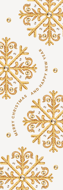 Elegant Minimalist Aesthetic Snowflake Christmas Bookmark Canva template, gold and white