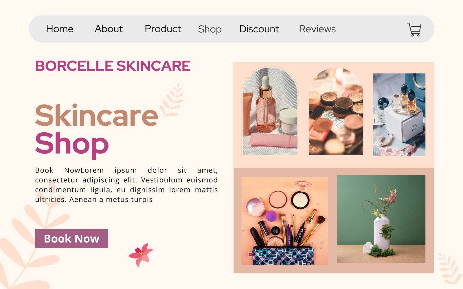 Pastel Pink Pink Cute Collage Landing Page Wireframe Website UI Prototype
