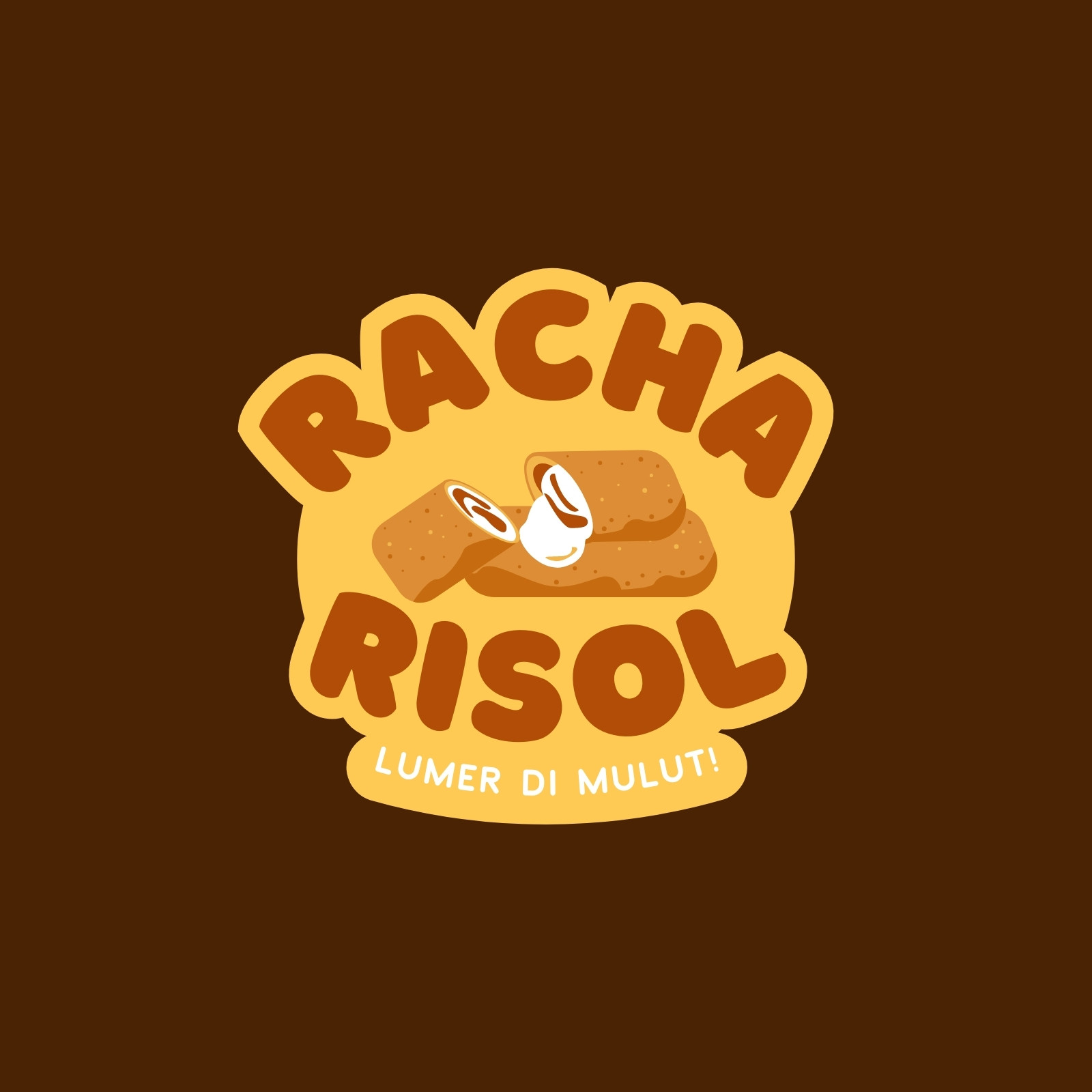 Logo Risol Ilustratif Oranye Cokelat Logo Risol Ilustratif Oranye Cokelat
