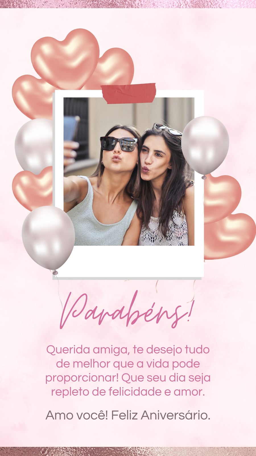 Feliz aniversário frase com foto moderno rosa story do instagram