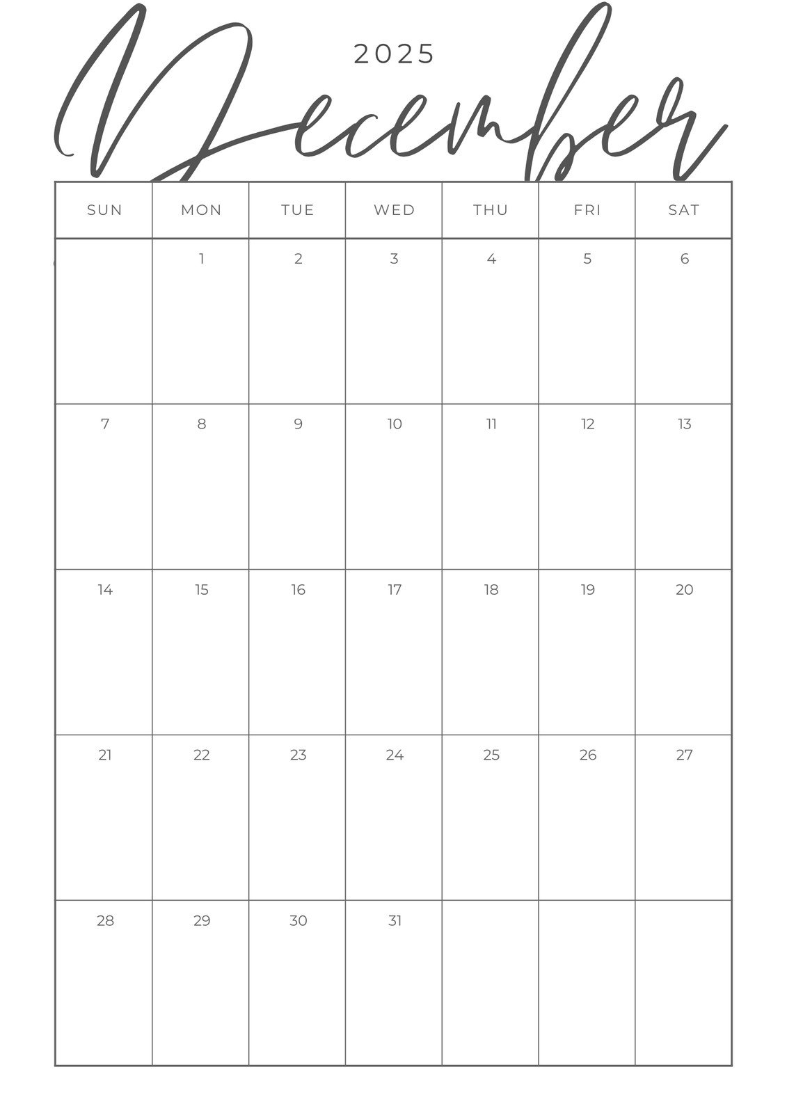 Feminine Calendar December 2025 Monthly Planner
