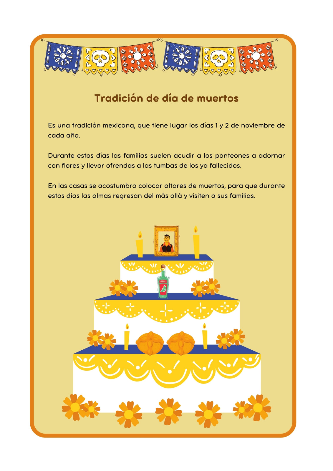 Cartel de Día de Muertos - Póster, tradición, azul y amarillo