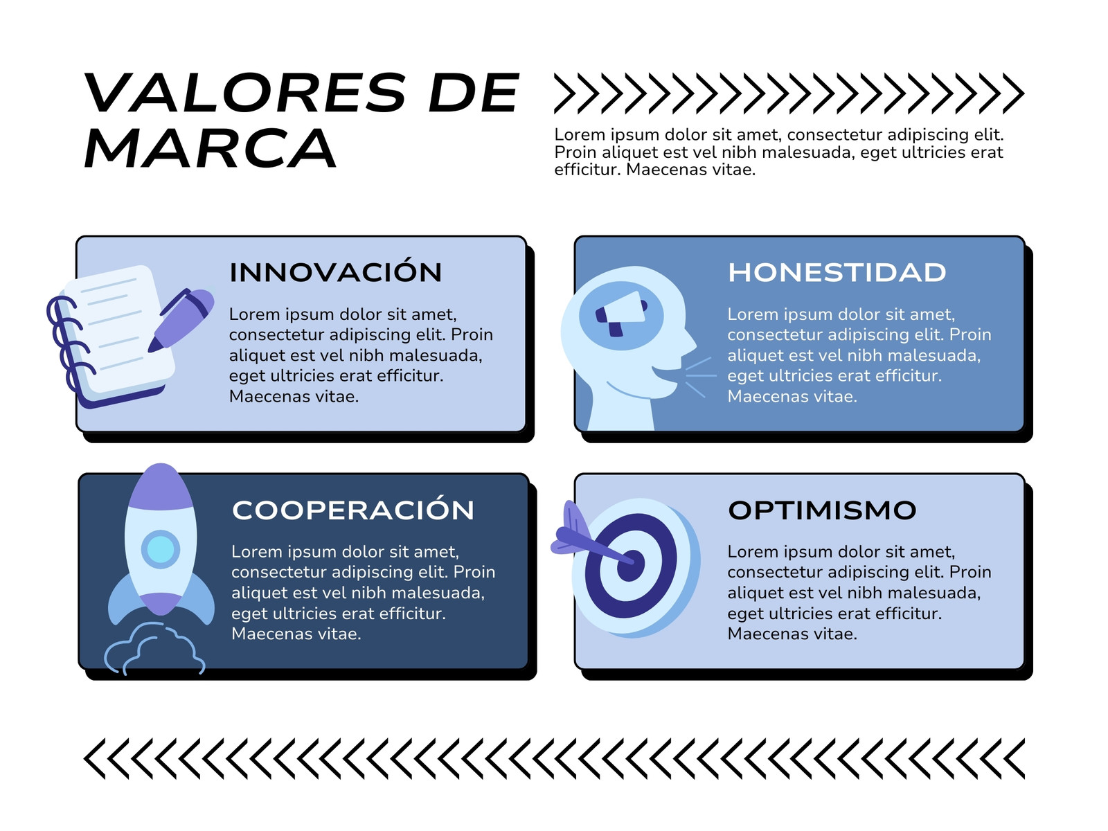 Gráfico Valores de Marca Corporativo y Profesional Azul y Blanco