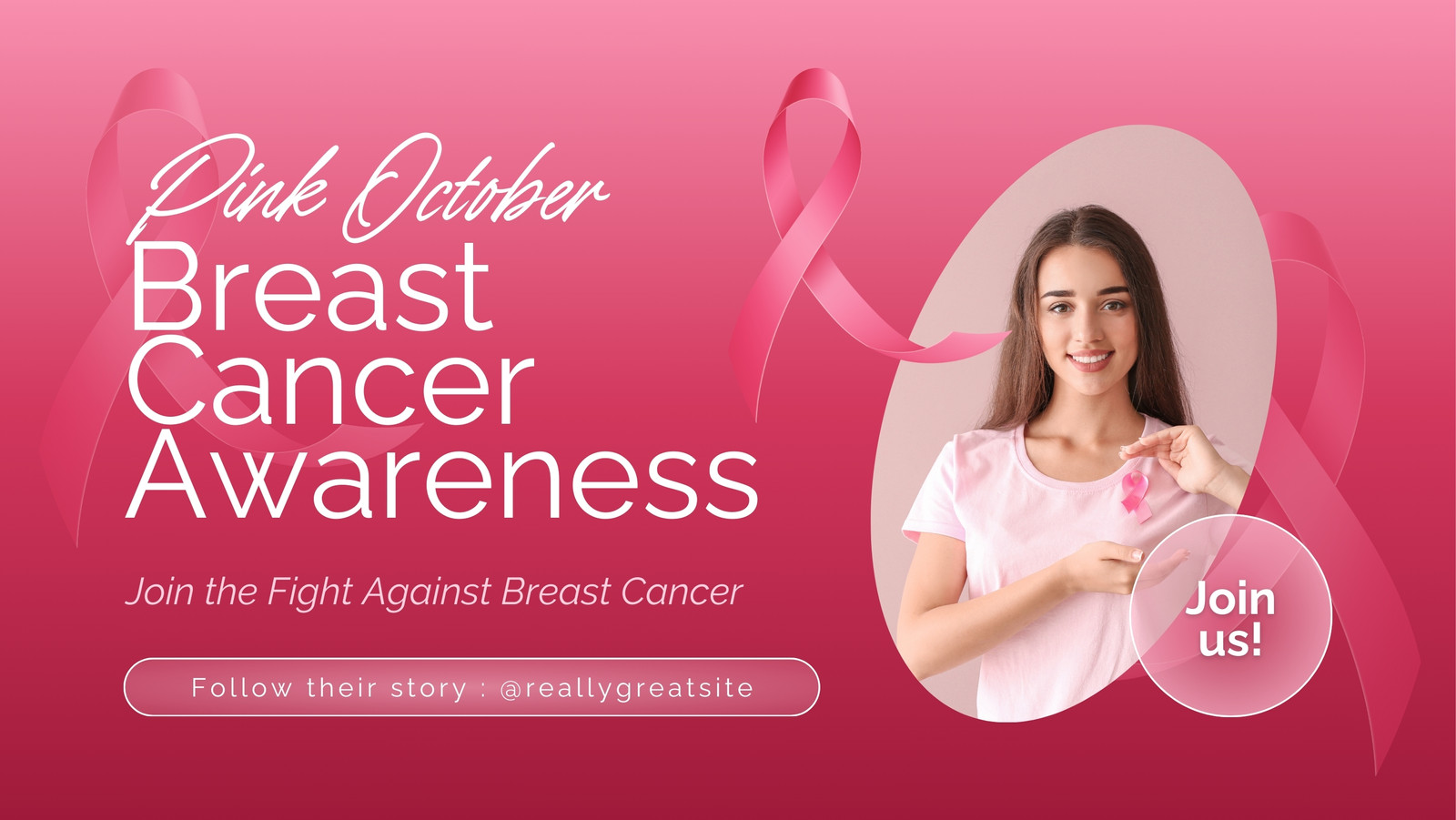 Pink White Modern Pink October Breast Cancer Facebook Cover