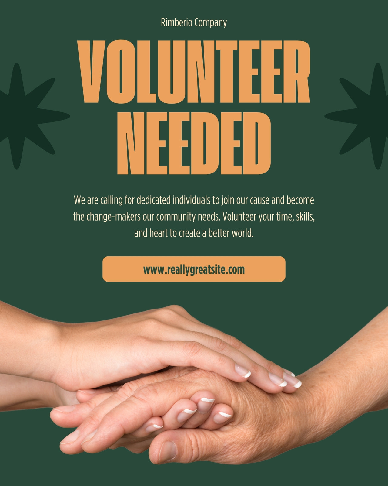 Green and Orange Modern Volunteer Needed Instagram Post