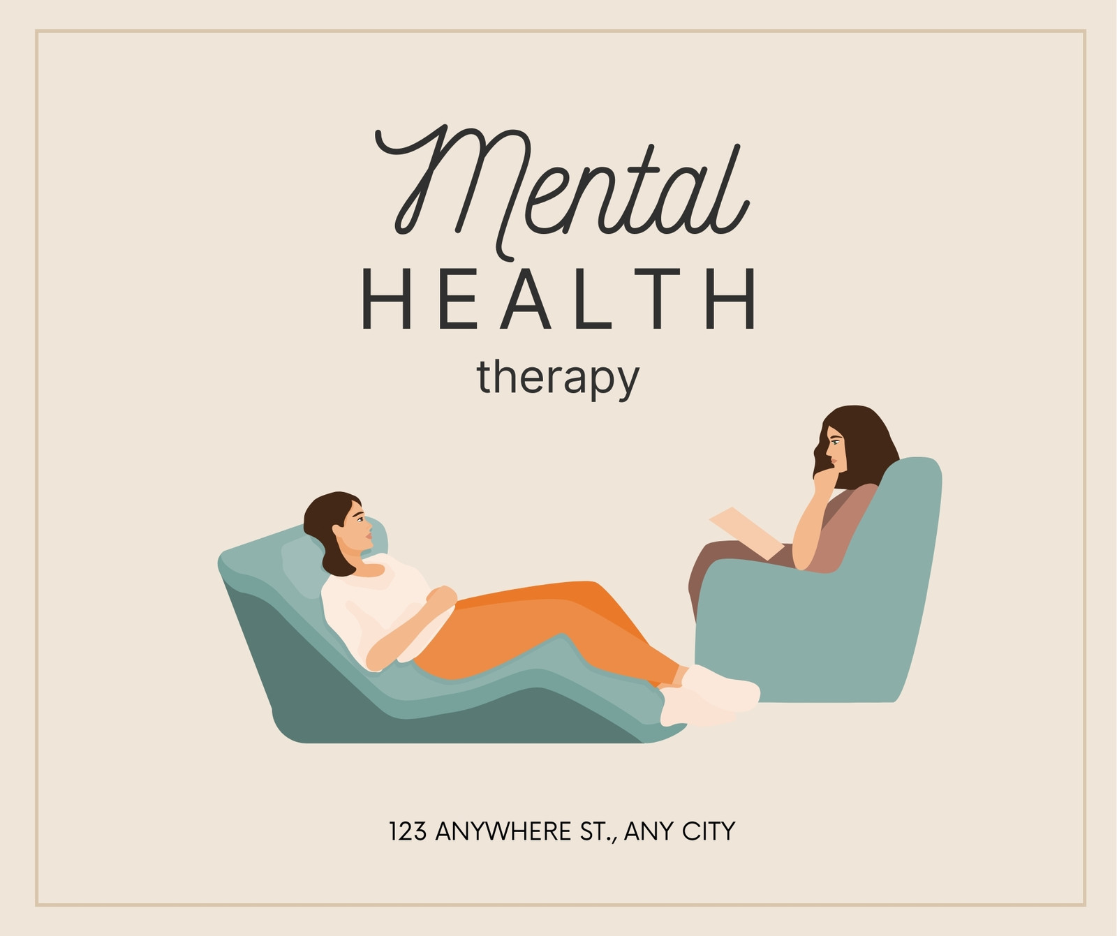 Black and Pastel Cute Mental Health Facebook Post