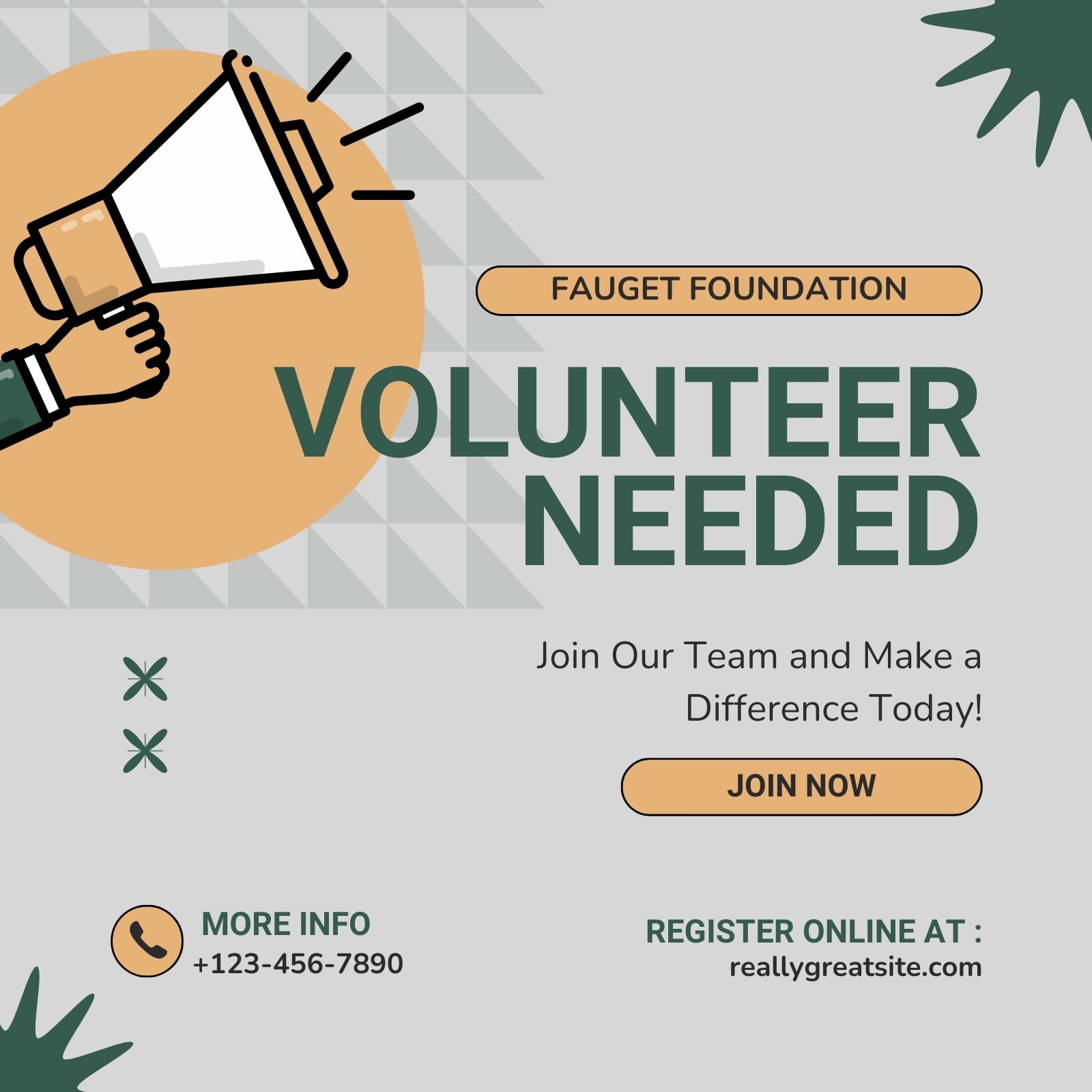 Green Beige Illustration Volunteer Needed Instagram Post