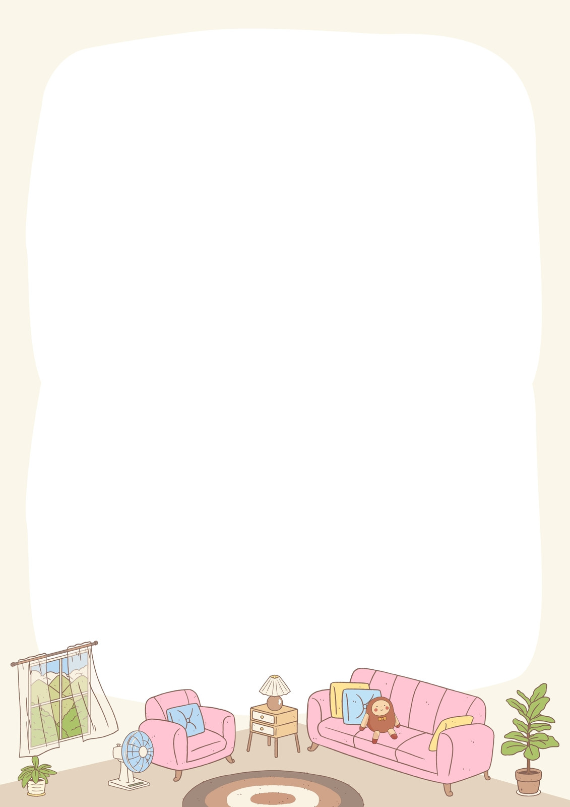 สีชมพู สีเบจ น่ารัก ภาพประกอบ พื้นหลัง กรอบใบงาน ขอบกระดาษ ขนาด A4