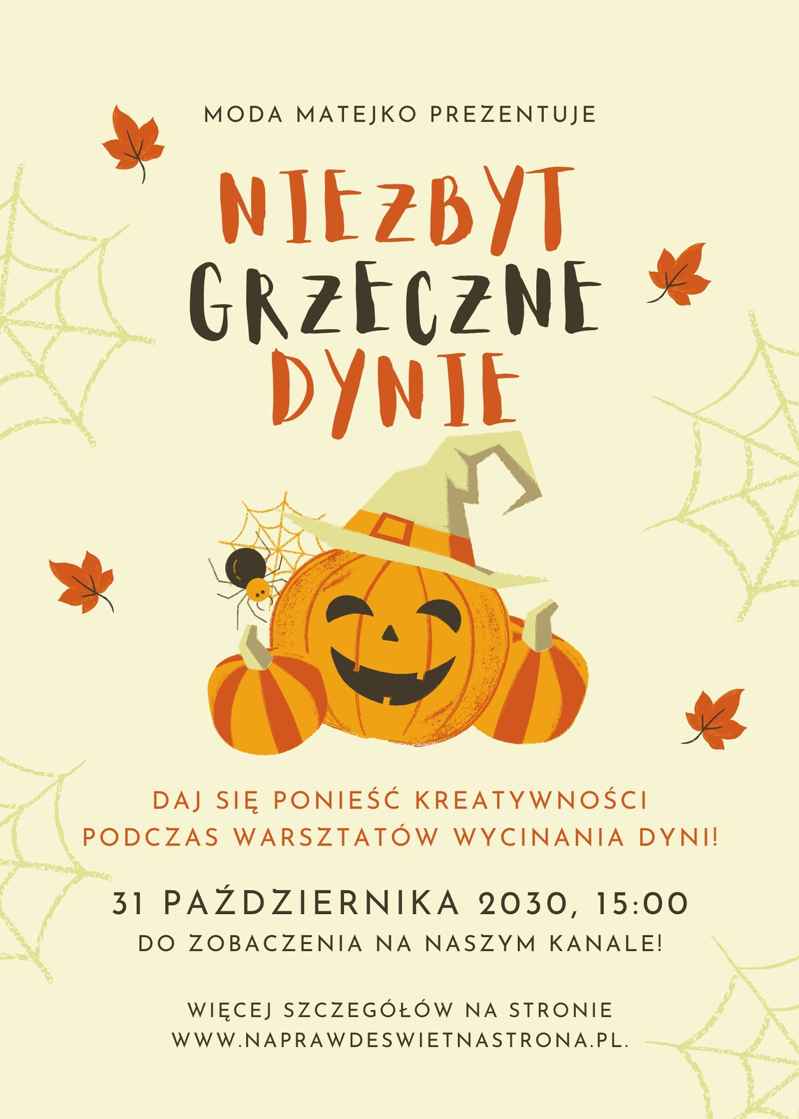 Pomarańczowa i Żółta Urocza Ulotka – Halloween