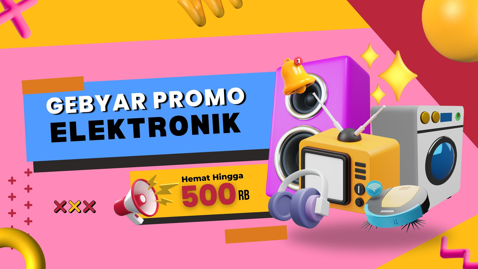 Merah Kuning Memphis Gebyar Promo Elektronik Video