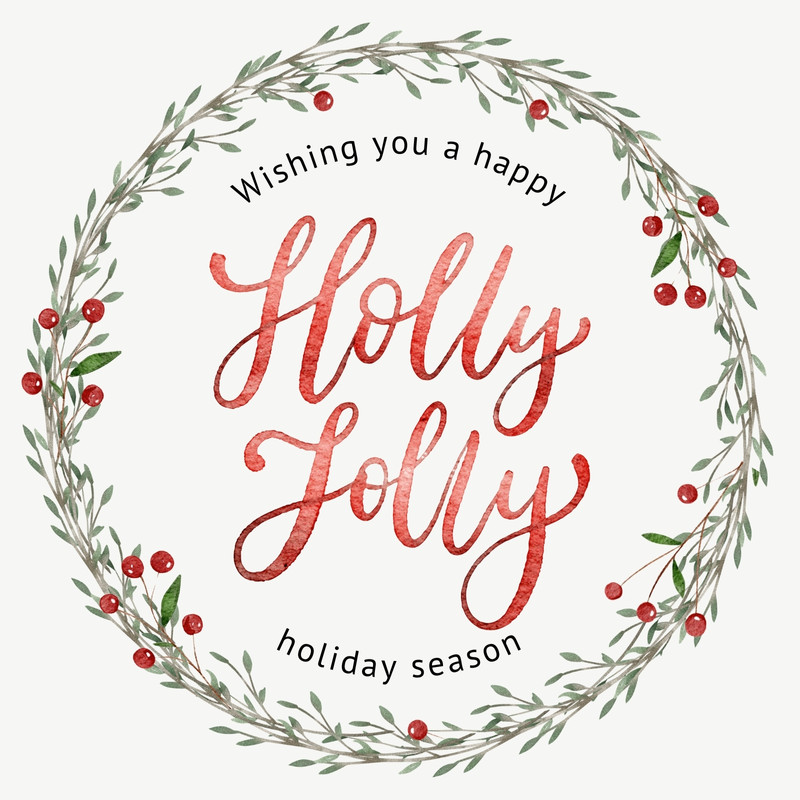Cute Festive Greeting Christmas Circle Sticker Canva template, green and red
