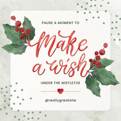 Cute Playful Typography Quote Christmas Instagram Post Canva template, red and green