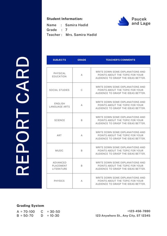 Page 2 - Free, printable, customizable report card templates | Canva