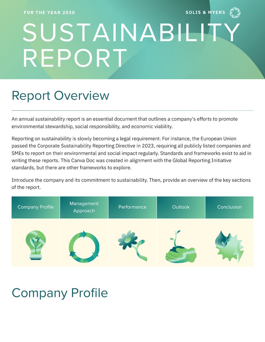 Sustainability Report Doc in Gradient Style