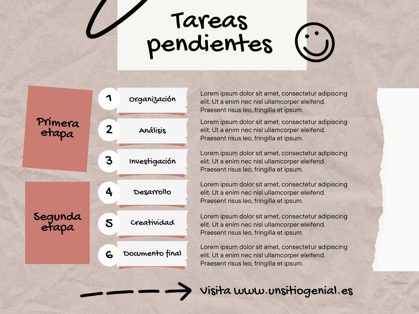 Gráfico Tabla Tareas Pendientes Scrapbook Marrón