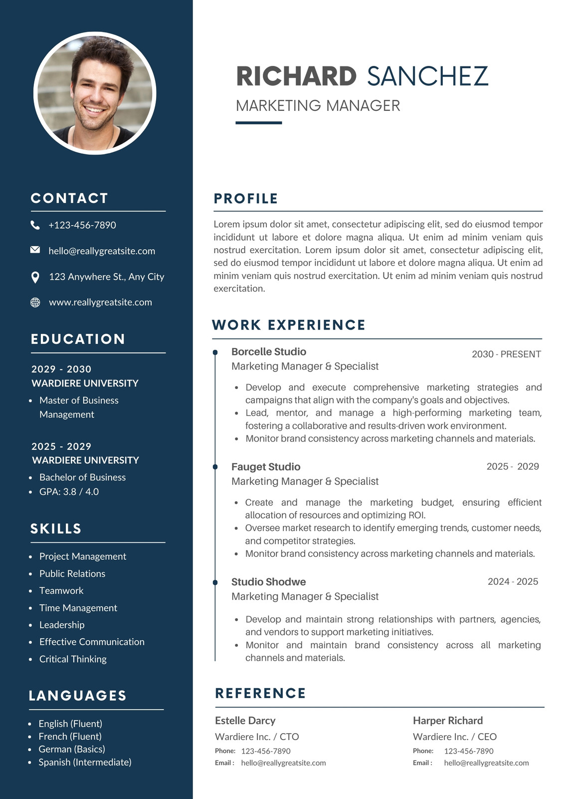 Blue Simple Professional CV Resume Blue Simple Professional CV Resume