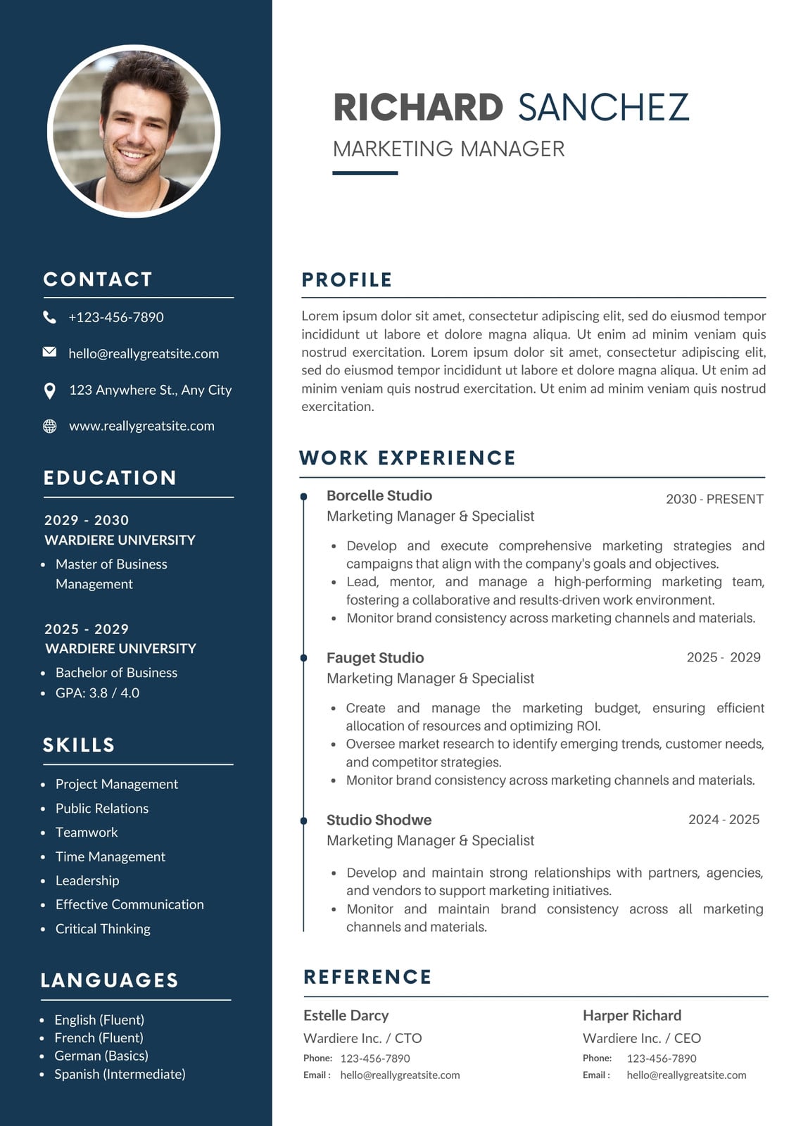 Blue Simple Professional CV Resume Blue Simple Professional CV Resume