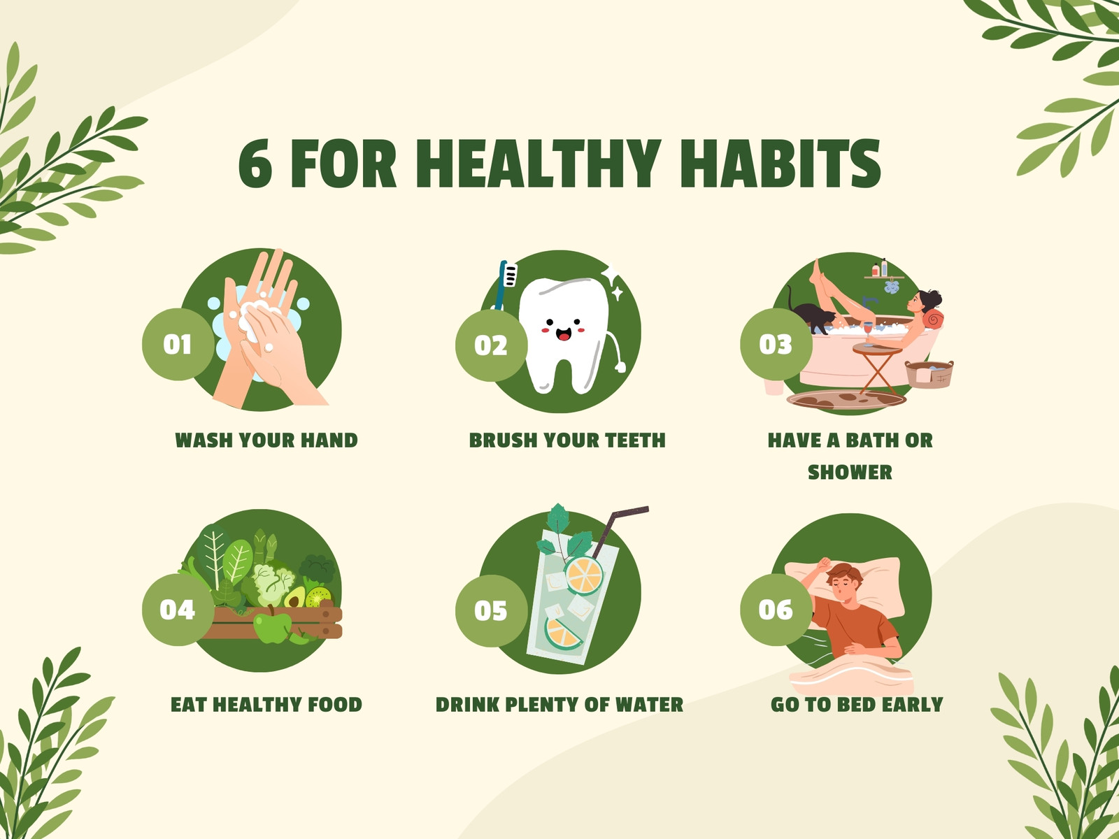 Green Aesthetic Illustration Healthy Habits Graph