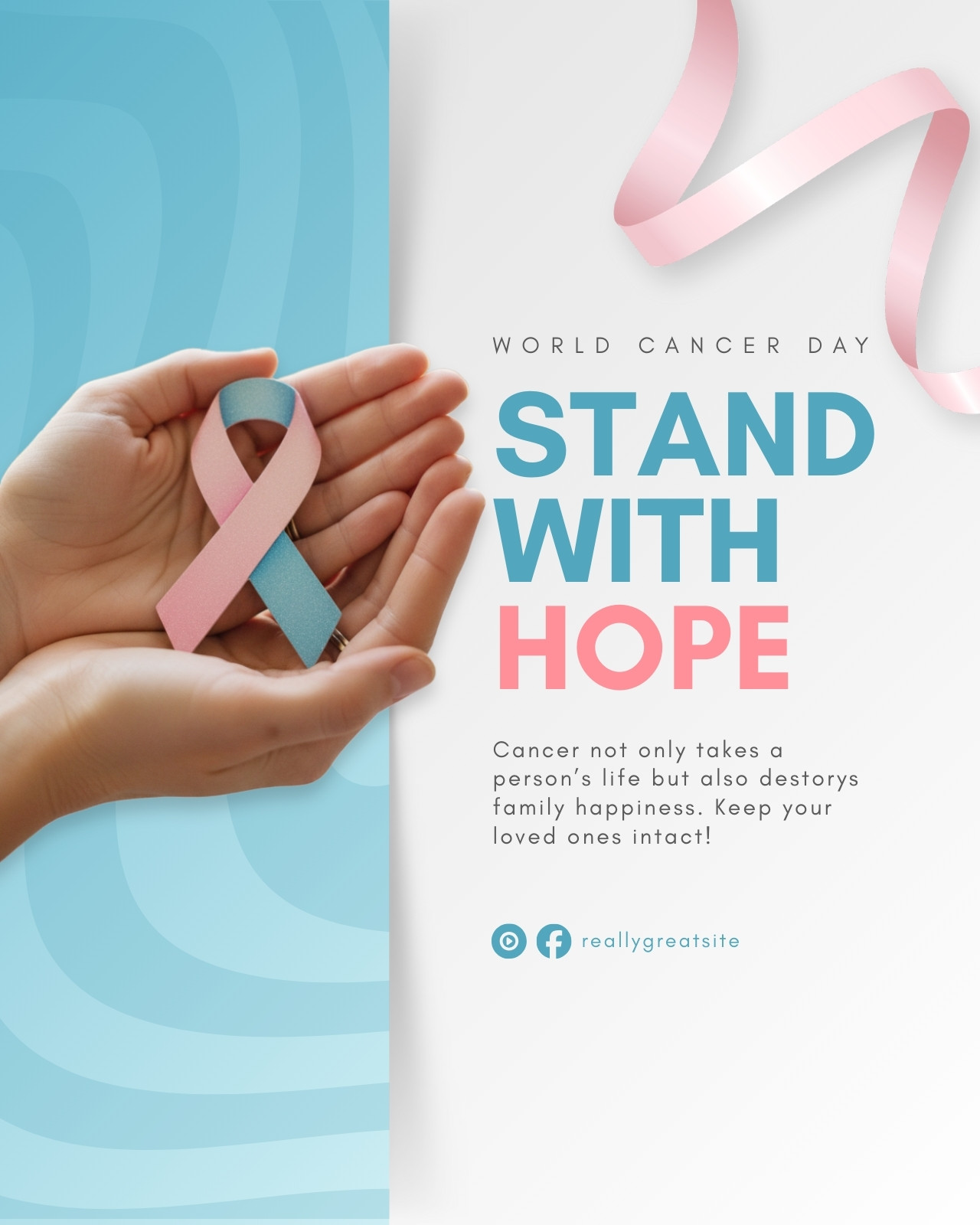 Blue White Modern National Cancer Day Instagram Post