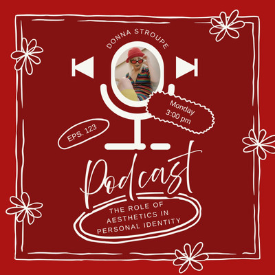 Whimsical Doodle Scrapbook Podcast Cover Podcast Canva template, red and white