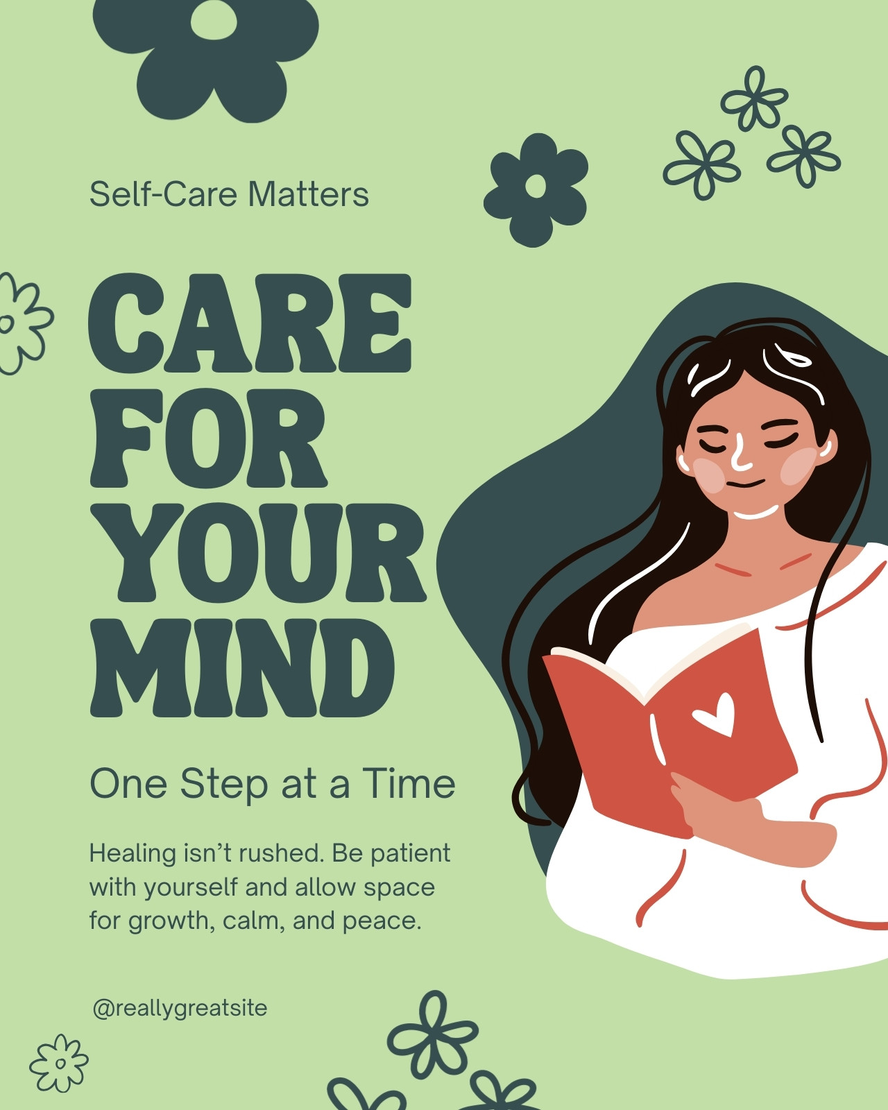 Green Illustrated Mental Health Awareness Instagram Post