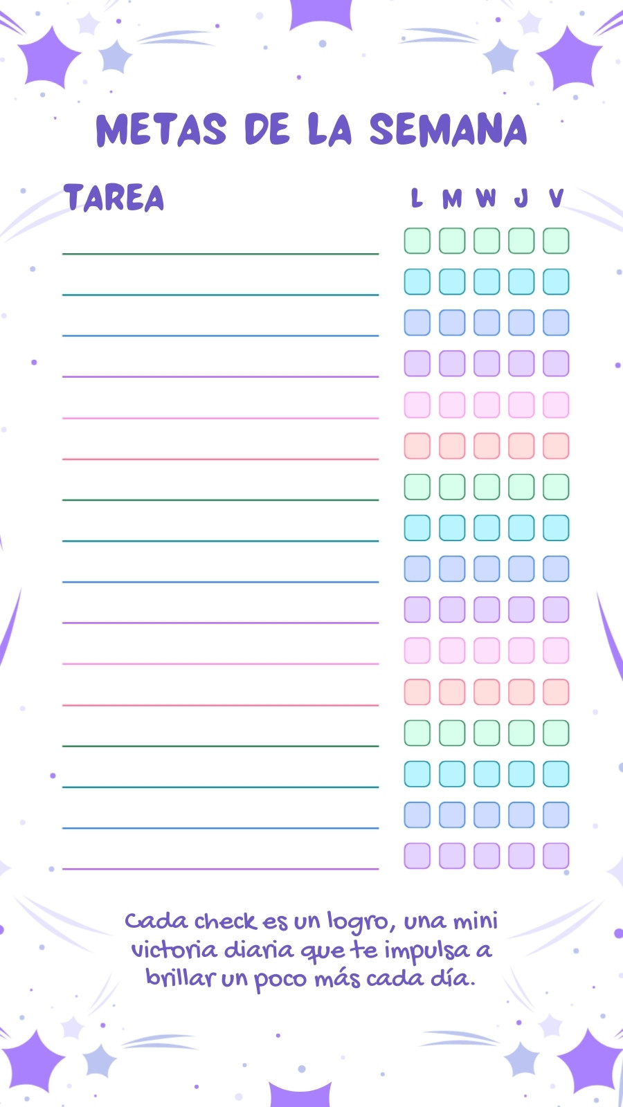 Lista Tareas y metas de la semana Orgánico Colorido 