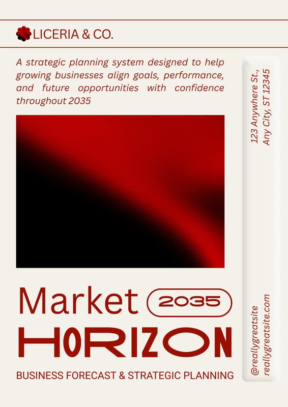 Modern Business Market Horizon Forecast Report Document A4 Report Canva template, beige and red