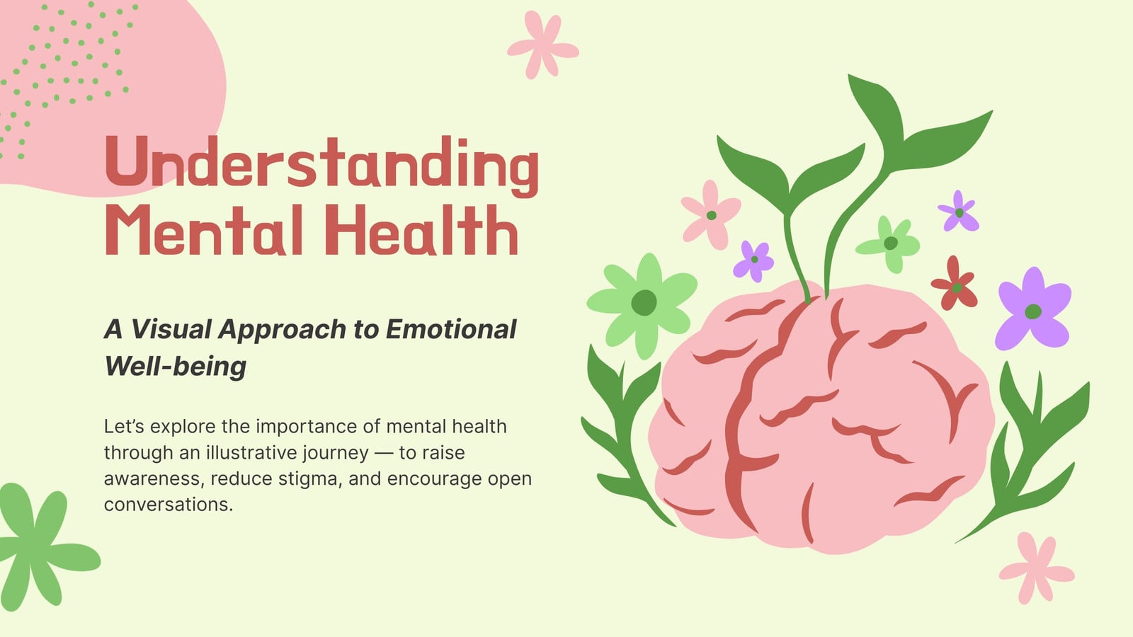 Pink and Green Illustration Mental Health Presentation