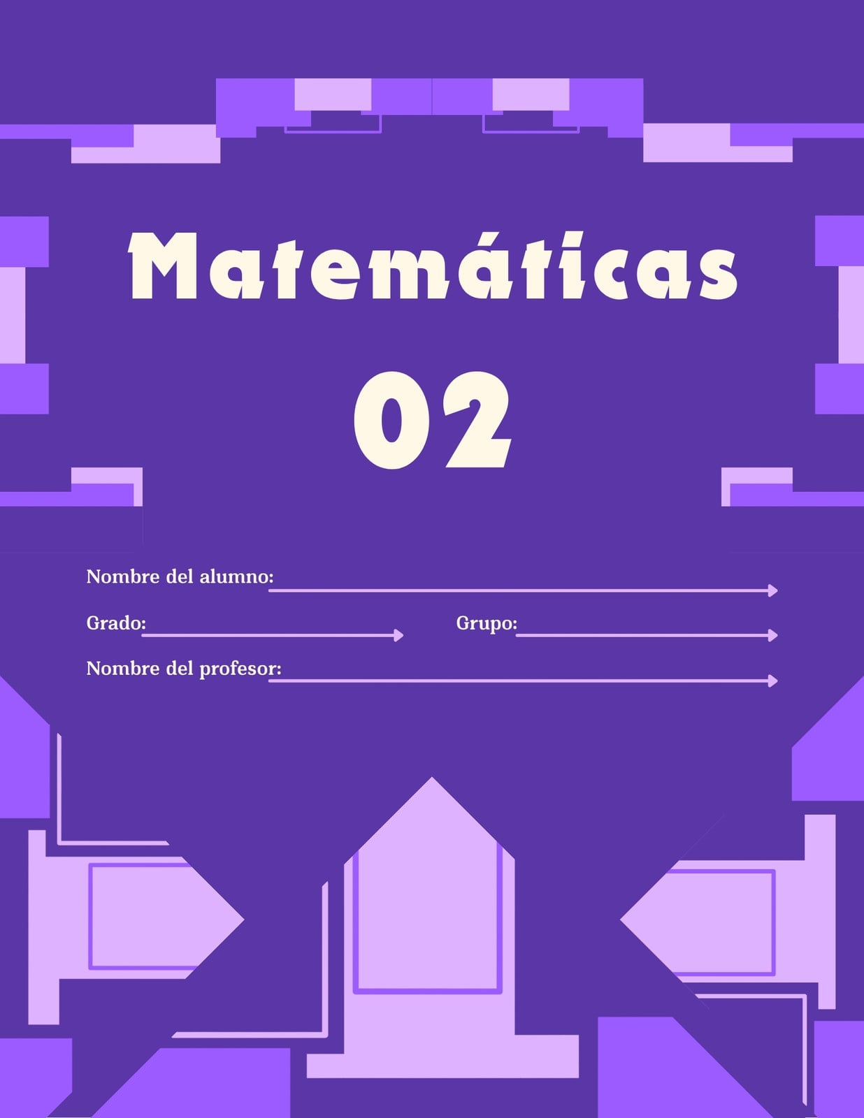 Portada de matemáticas - Cuaderno - Geométrica y morada